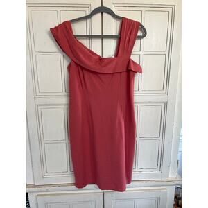 Lark & Ro size 14 coral colored stretch knit sheath dress